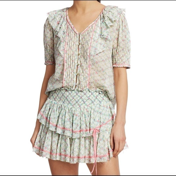 LoveShackFancy Linnea Ruffle Disty Floral Top - Picture 1 of 16